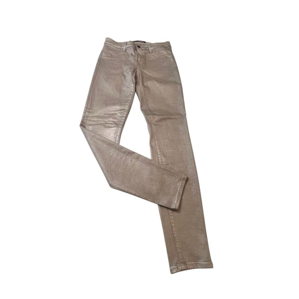 J Brand for Neiman Marcus Women's Metallic Super Skinny Jeans Stardust Size 28